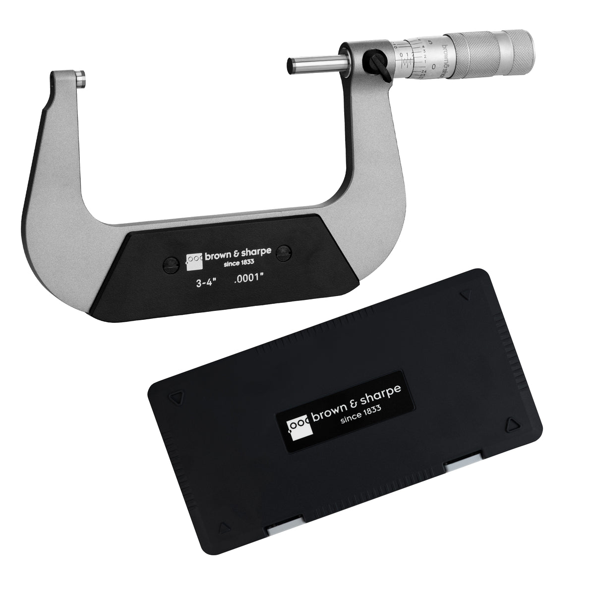 Brown & Sharpe 3 to 4 in. mechanical outside micrometer, 0.0001 in. graduation, on white background