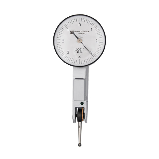 Ruby Bearings Horizontal Compact Dial Lever Indicator 0.008 in. Range 0-4-0 Dial 0.0001‘’ Graduation on white background