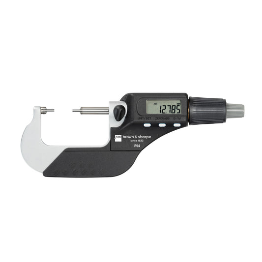 Brown & Sharpe digital outside micrometer with small anvil measuring faces