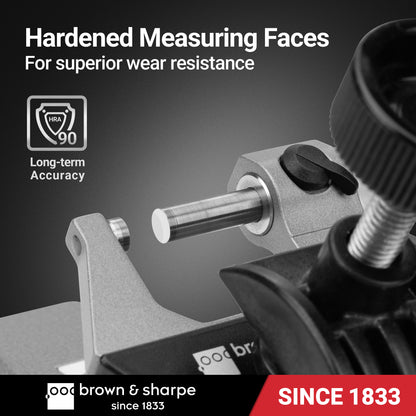 Brown & Sharpe 0 to 4 in. mechanical outside micrometer, 0.001 in. graduation, detail view