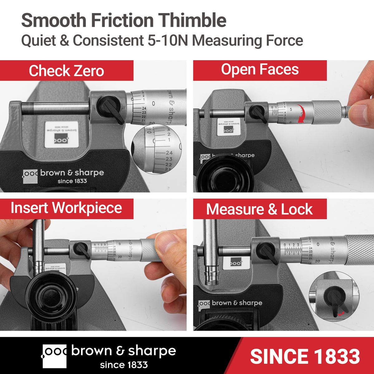 Brown & Sharpe mechanical micrometer friction thimble