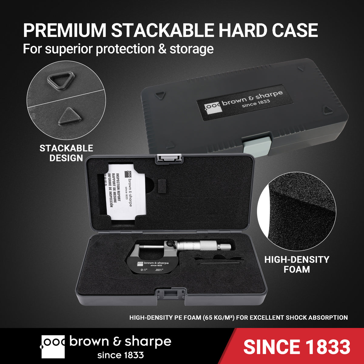 Brown & Sharpe mechanical micrometer protective storage case