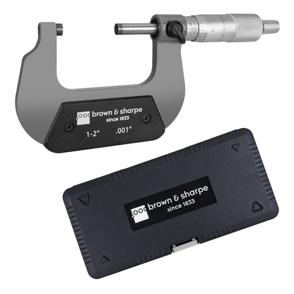 Brown & Sharpe 0 to 4 in. mechanical outside micrometer, 0.001 in. graduation, detail view