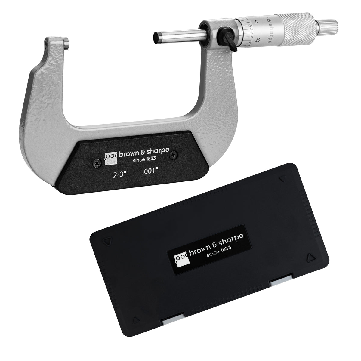 Brown & Sharpe 0 to 4 in. mechanical outside micrometer, 0.001 in. graduation, detail view