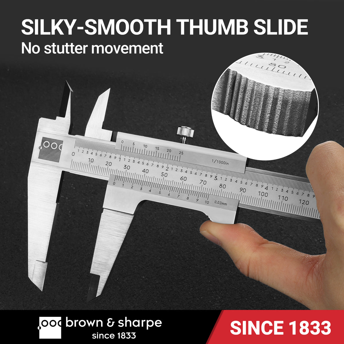 Brown & Sharpe vernier caliper thumb slide mechanism