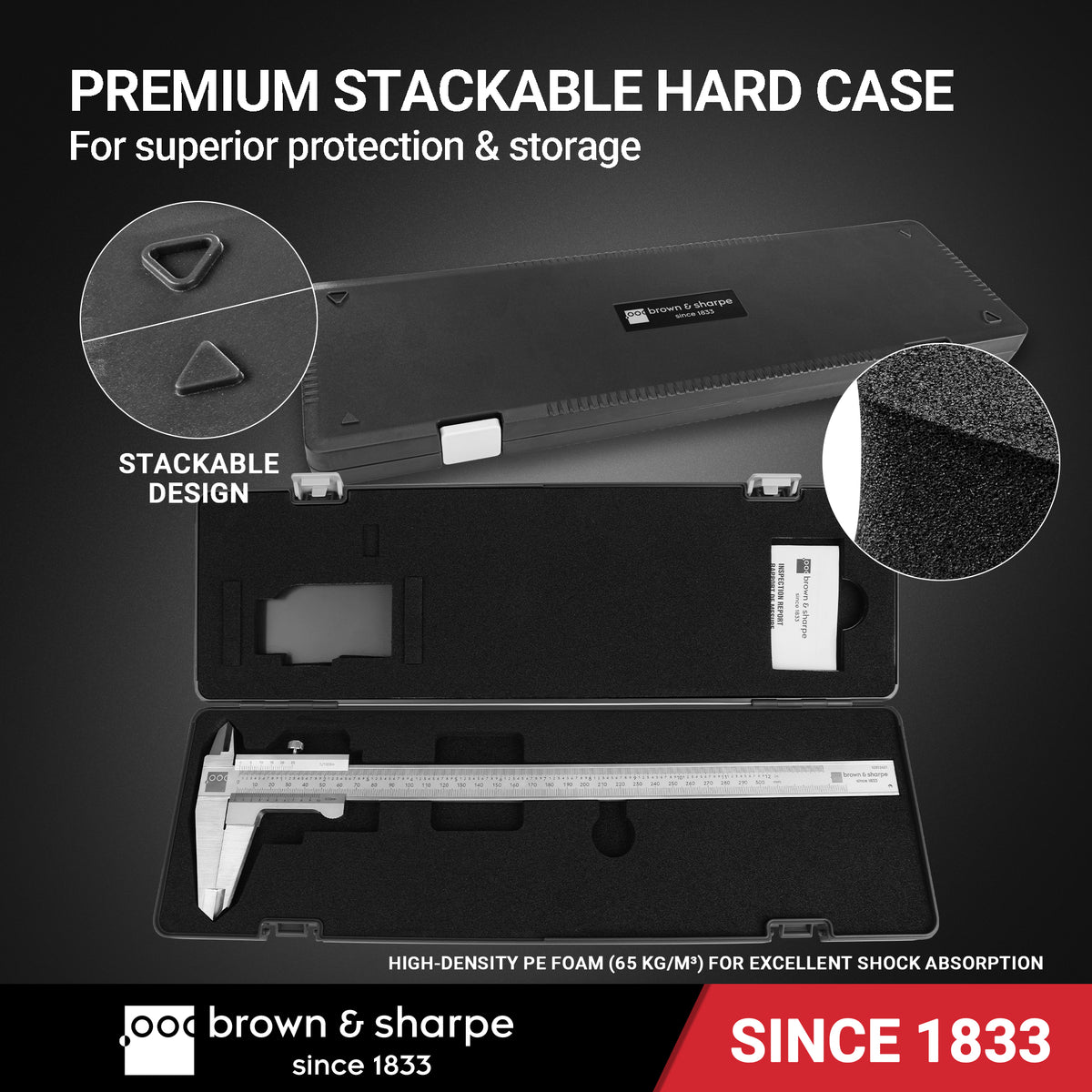 Brown & Sharpe vernier caliper protective stackable storage case