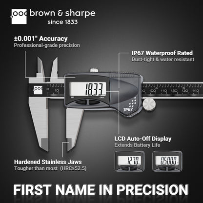 Brown & Sharpe IP67 digital caliper features and specifications