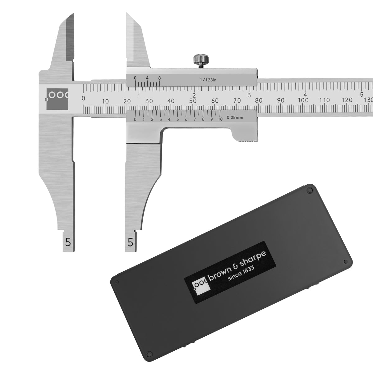 Vernier Workshop Caliper with Knife-Edge External Jaws on white background