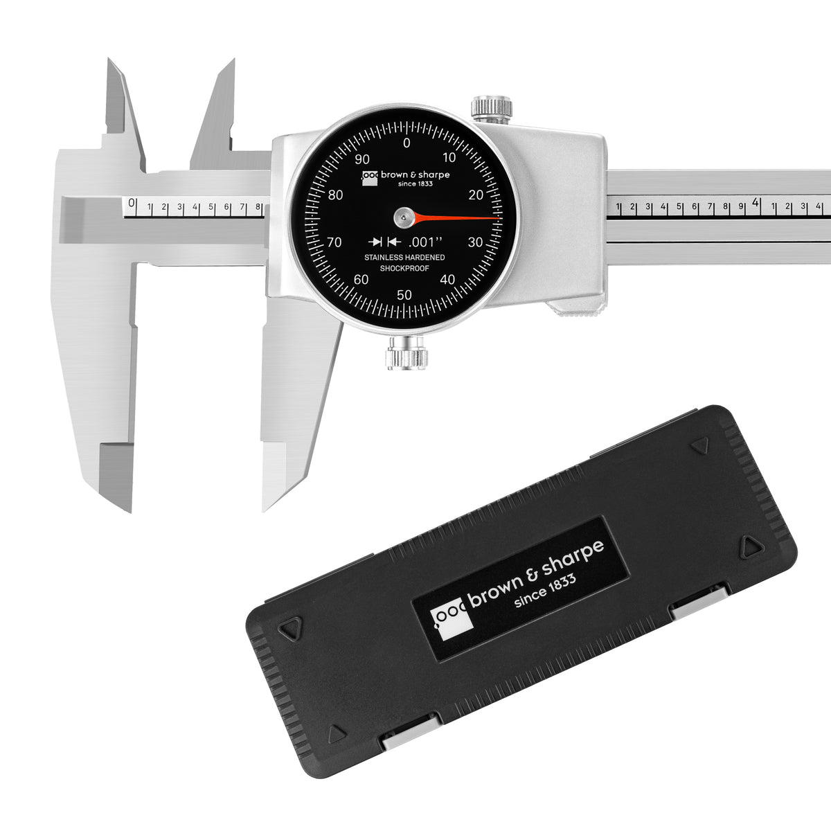 6in./8in./12in. Range Dial Caliper Swiss Core™ Movement on white background