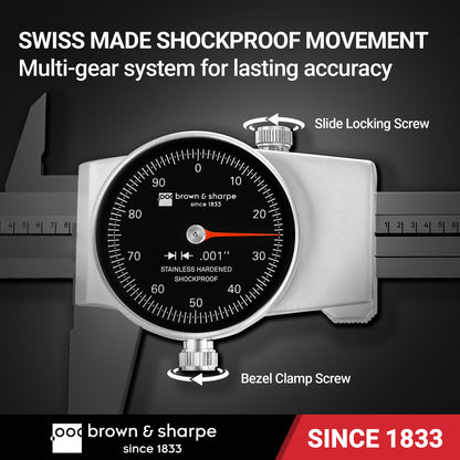 Brown & Sharpe dial caliper internal shockproof movement and multi-gear mechanism