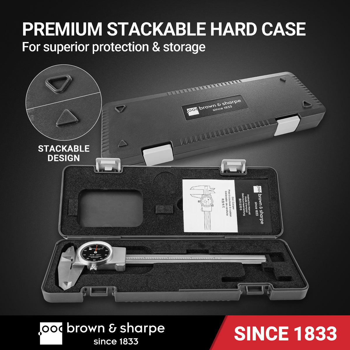 Brown & Sharpe dial caliper protective stackable storage case