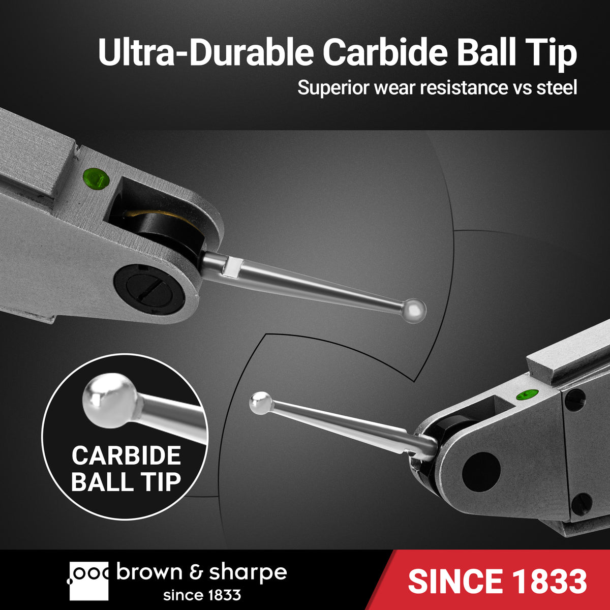 Brown & Sharpe dial test indicator with carbide contact tip