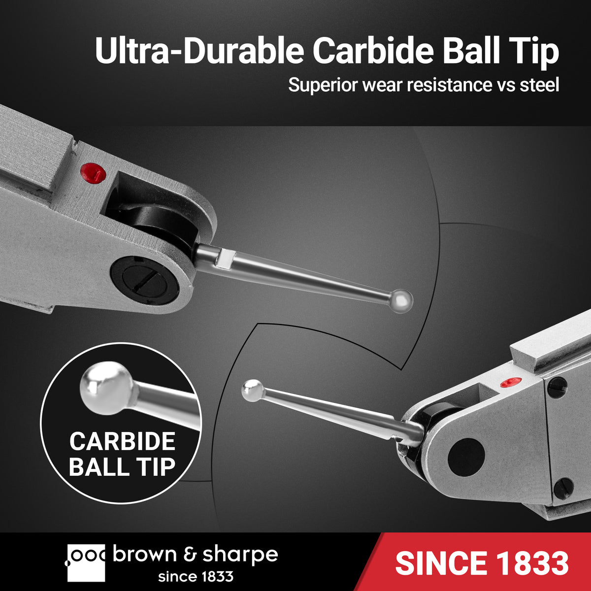 Brown & Sharpe dial test indicator with carbide contact tip