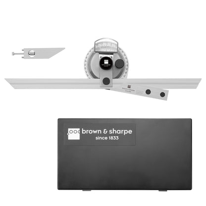 0-360°Universal Stainless Steel Vernier Bevel Protractor on white background
